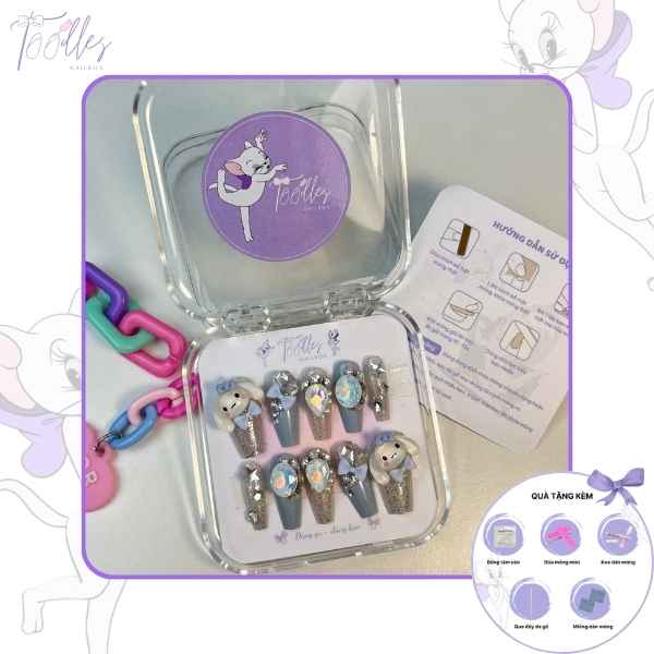 Nailbox-thiet-ke-xanh-duong-mix-xam-dinh-charm -cinnamoroll-Toodles-N03