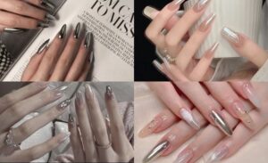 Mẫu nailbox màu kim loại, ánh kim hoặc pastel nhẹ nhàng