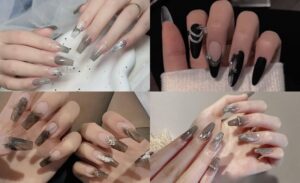 Nail màu xám tro, đen lì – mạnh mẽ và trưởng thành